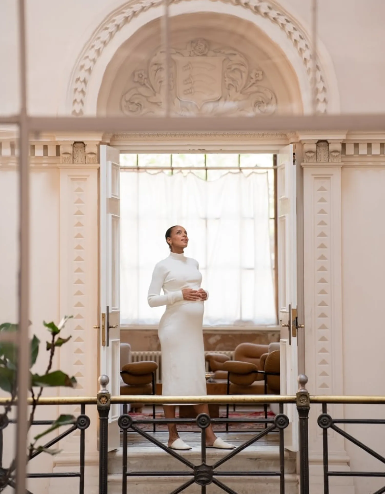 Flash Sale Seraphine Grazia | Cream Ribbed Maternity & Nursing Midi Dress