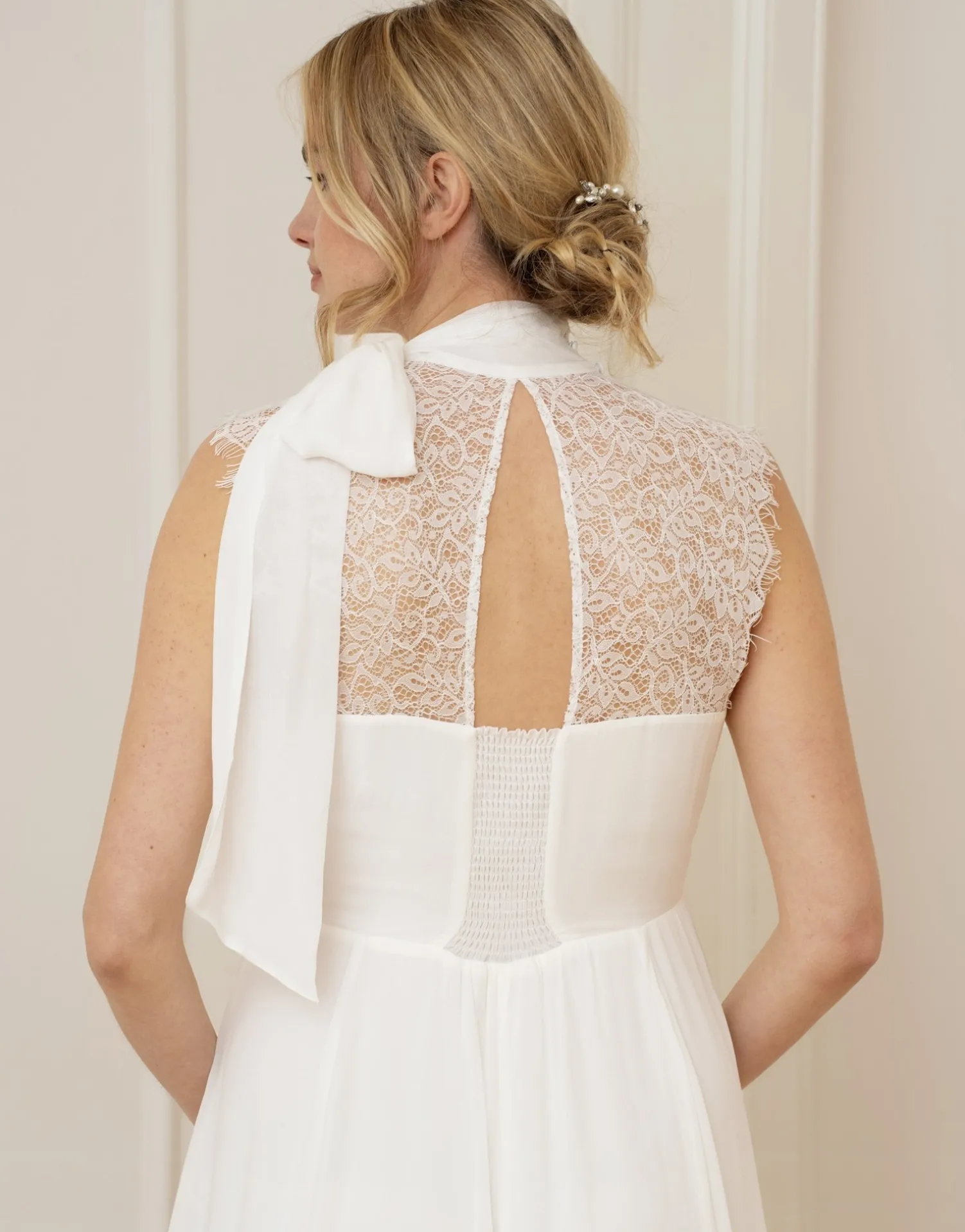 Online Seraphine Greta | Ivory Maternity & Nursing Dress with Neckline Tie