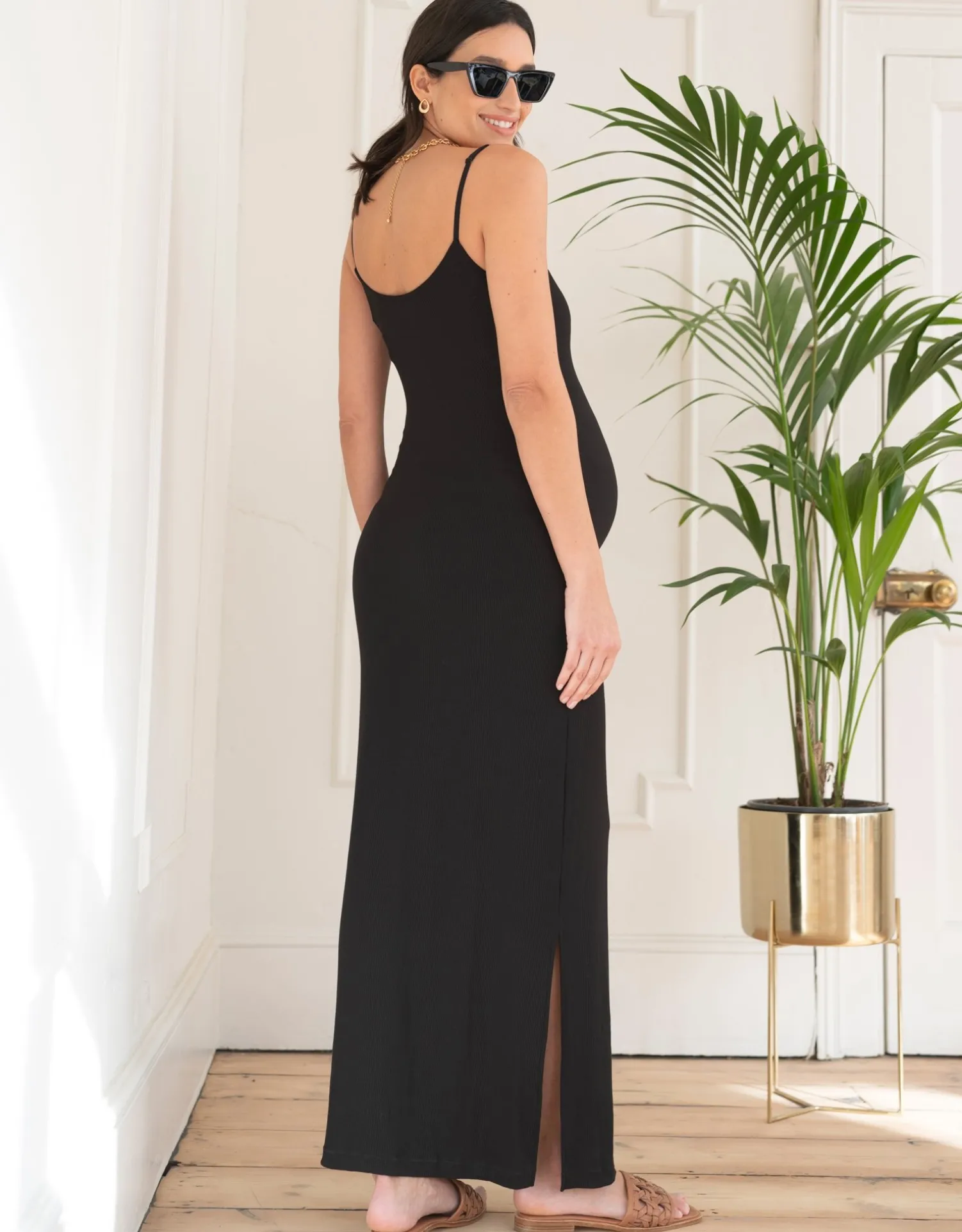 Best Seraphine Heather | Ribbed Jersey Cami Maxi Maternity Dress