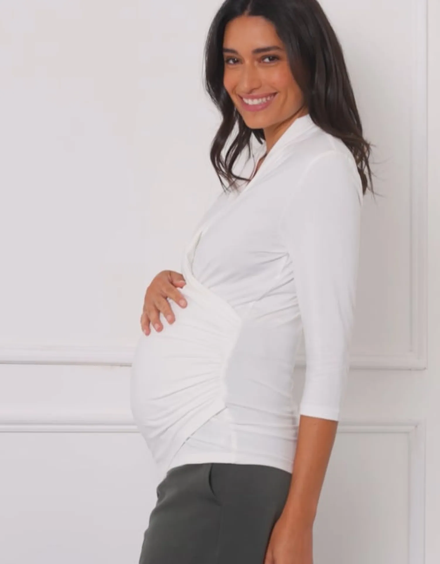 Store Seraphine Ines | Jersey Maternity -To-Nursing Mock Wrap Top
