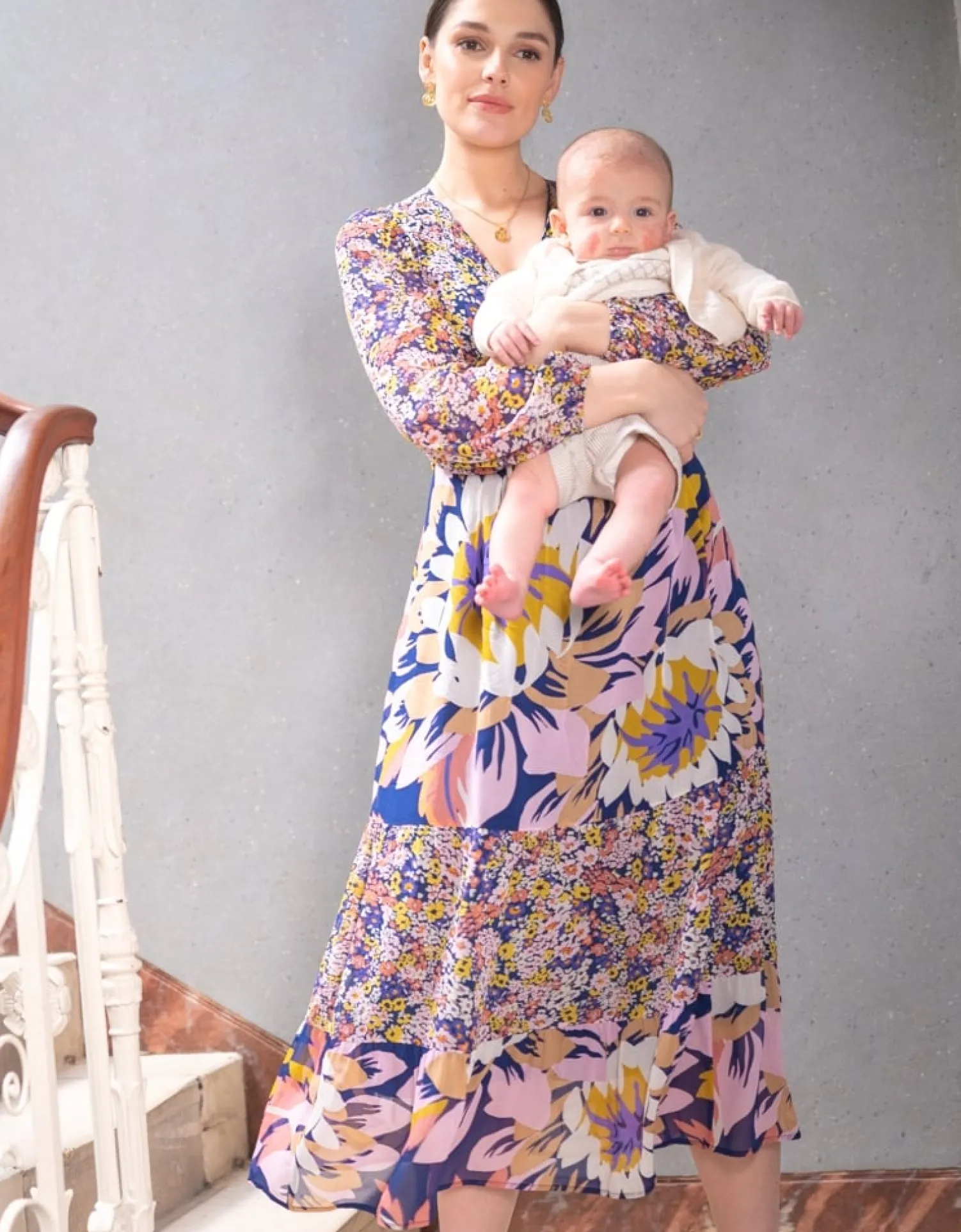 Shop Seraphine Ione | Boho Floral Maternity & Nursing Midi Dress