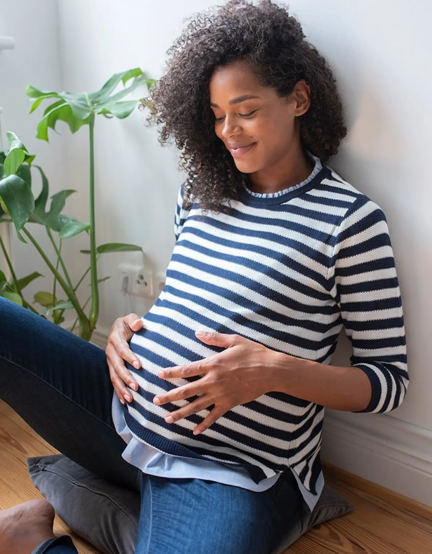 New Seraphine Janice | Cotton Stripe Maternity & Nursing Sweater with Detachable Collar