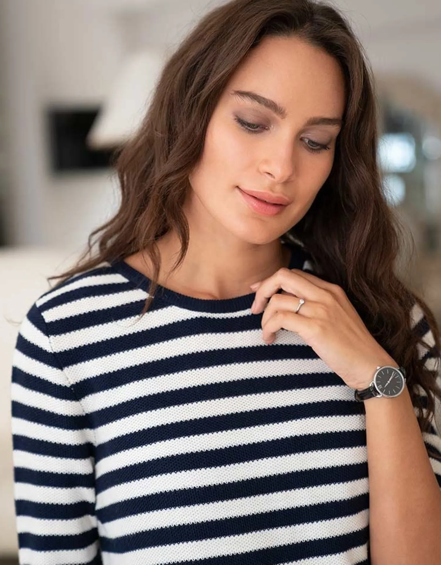 New Seraphine Janice | Cotton Stripe Maternity & Nursing Sweater with Detachable Collar