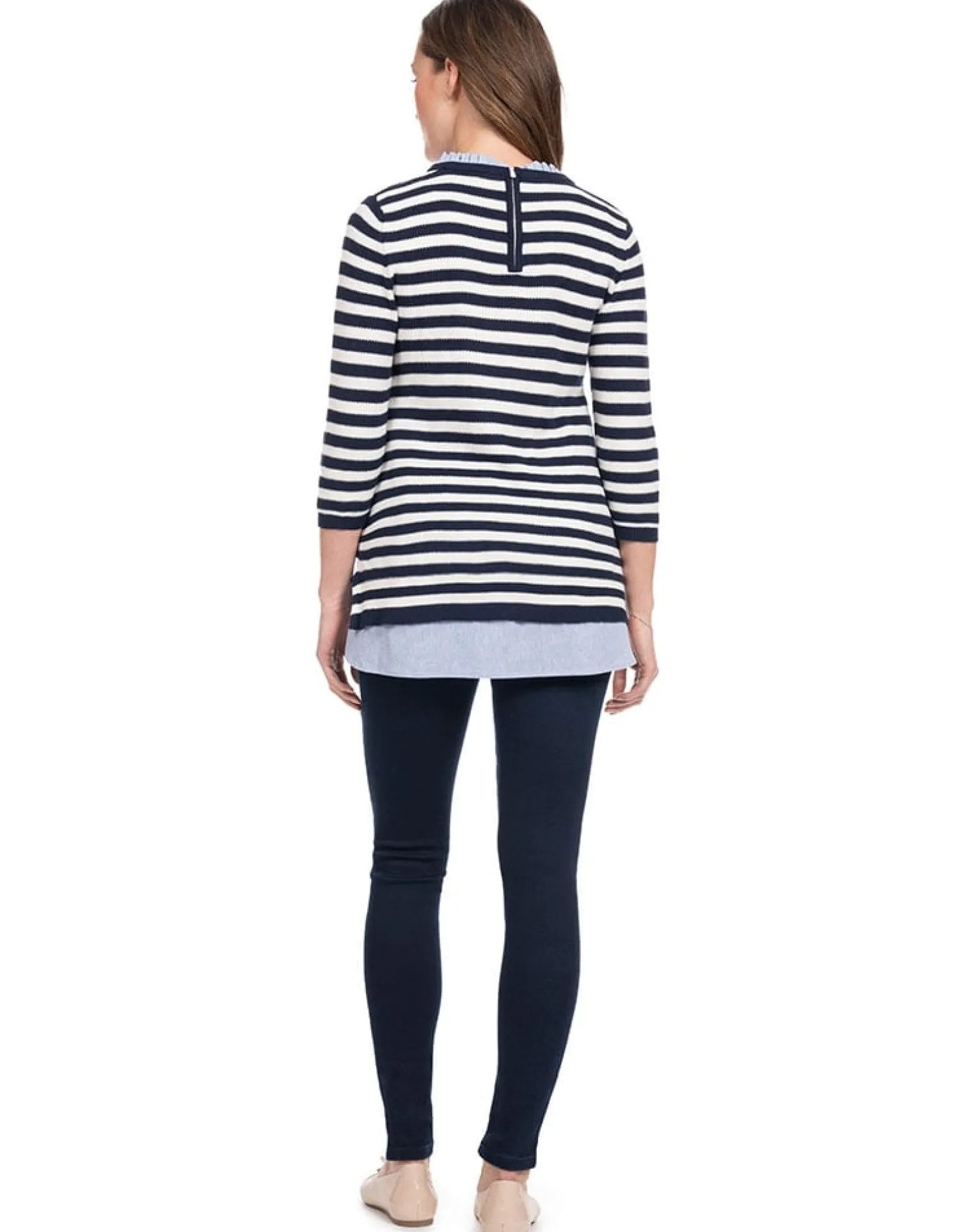 New Seraphine Janice | Cotton Stripe Maternity & Nursing Sweater with Detachable Collar