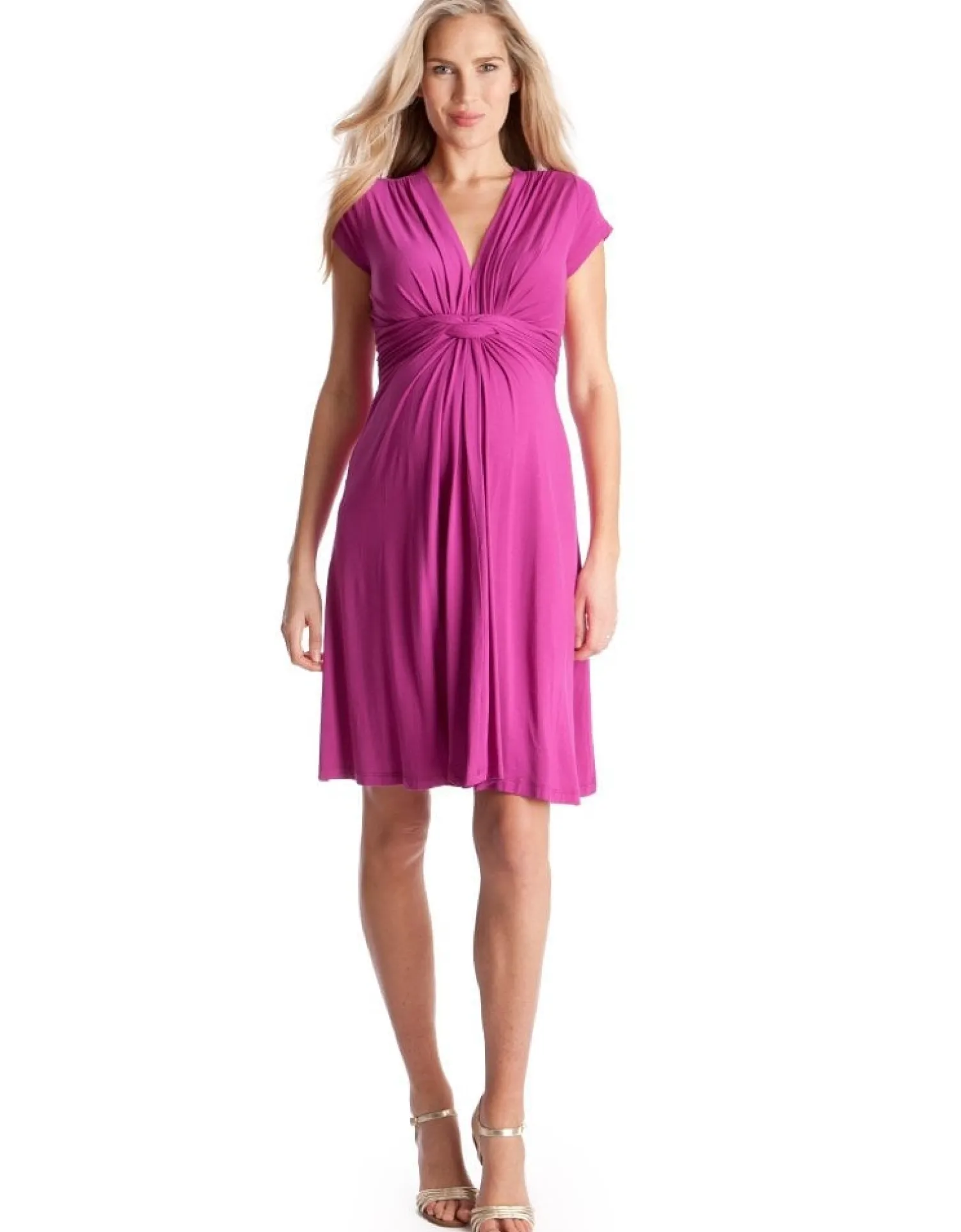 Fashion Seraphine Jolene | Pink Fuchsia Knot Front Maternity Dress