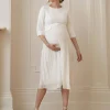 Best Seraphine Josephina | Ivory Pleated Maternity Midi Dress