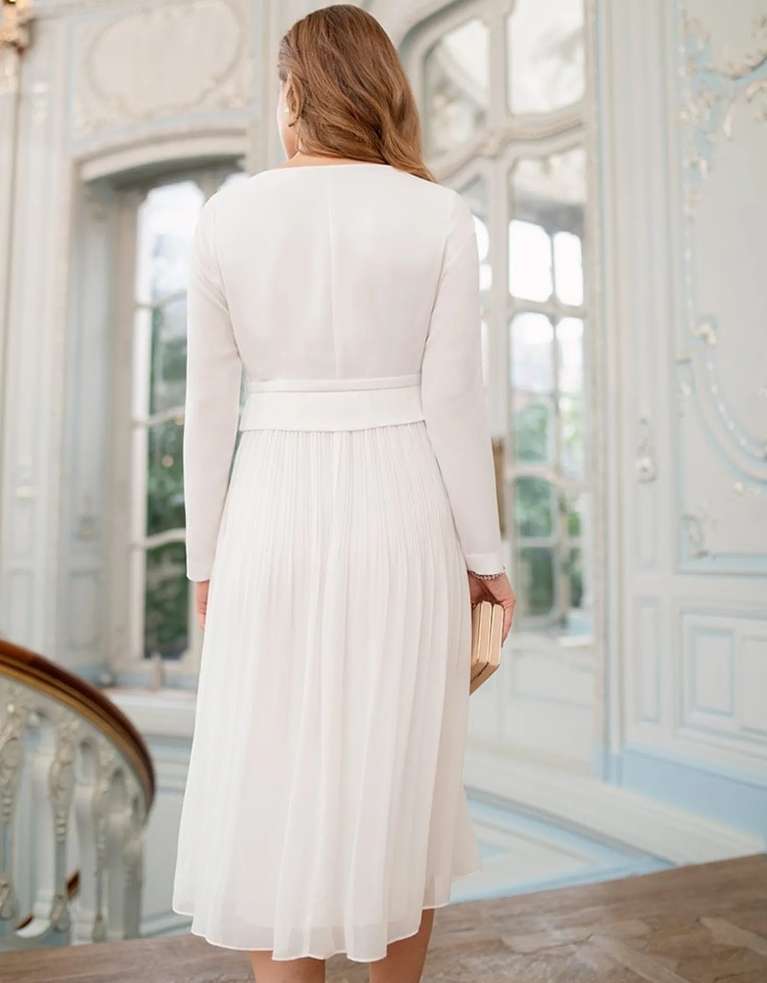 Best Sale Seraphine Josephina | Ivory Pleated Midi Maternity Dress