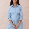 Hot Seraphine Justine | Cotton Chambray Belted Maternity-To-Nursing Tunic