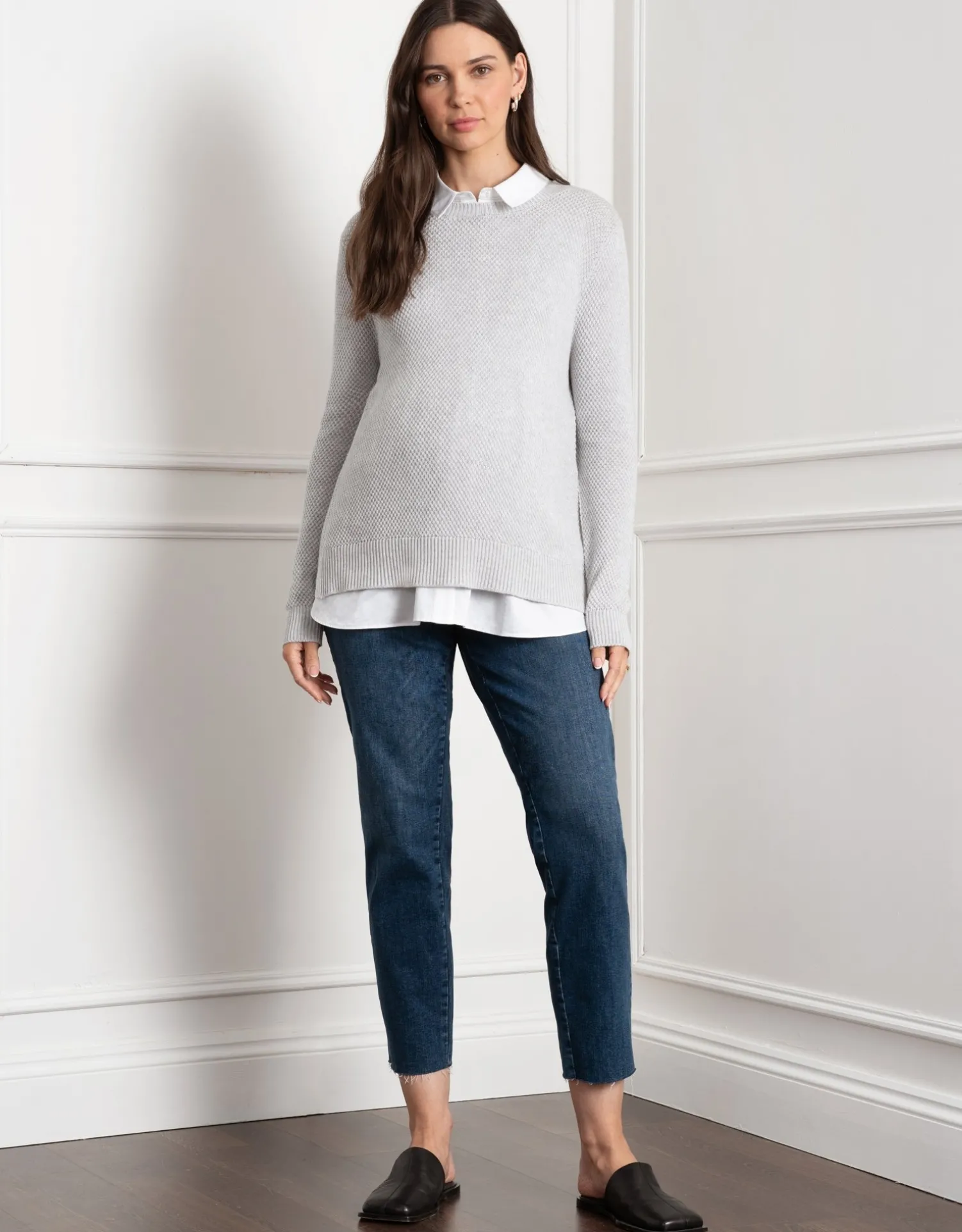 Store Seraphine Katrina | Knit Maternity & Nursing Sweater with Woven Shirt