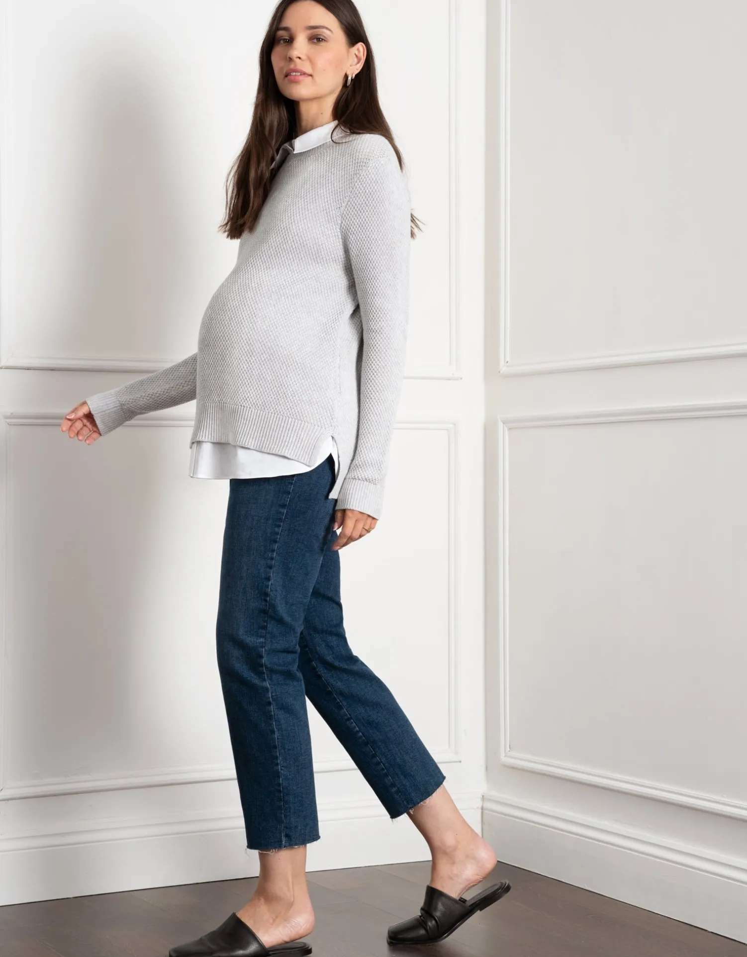 Store Seraphine Katrina | Knit Maternity & Nursing Sweater with Woven Shirt