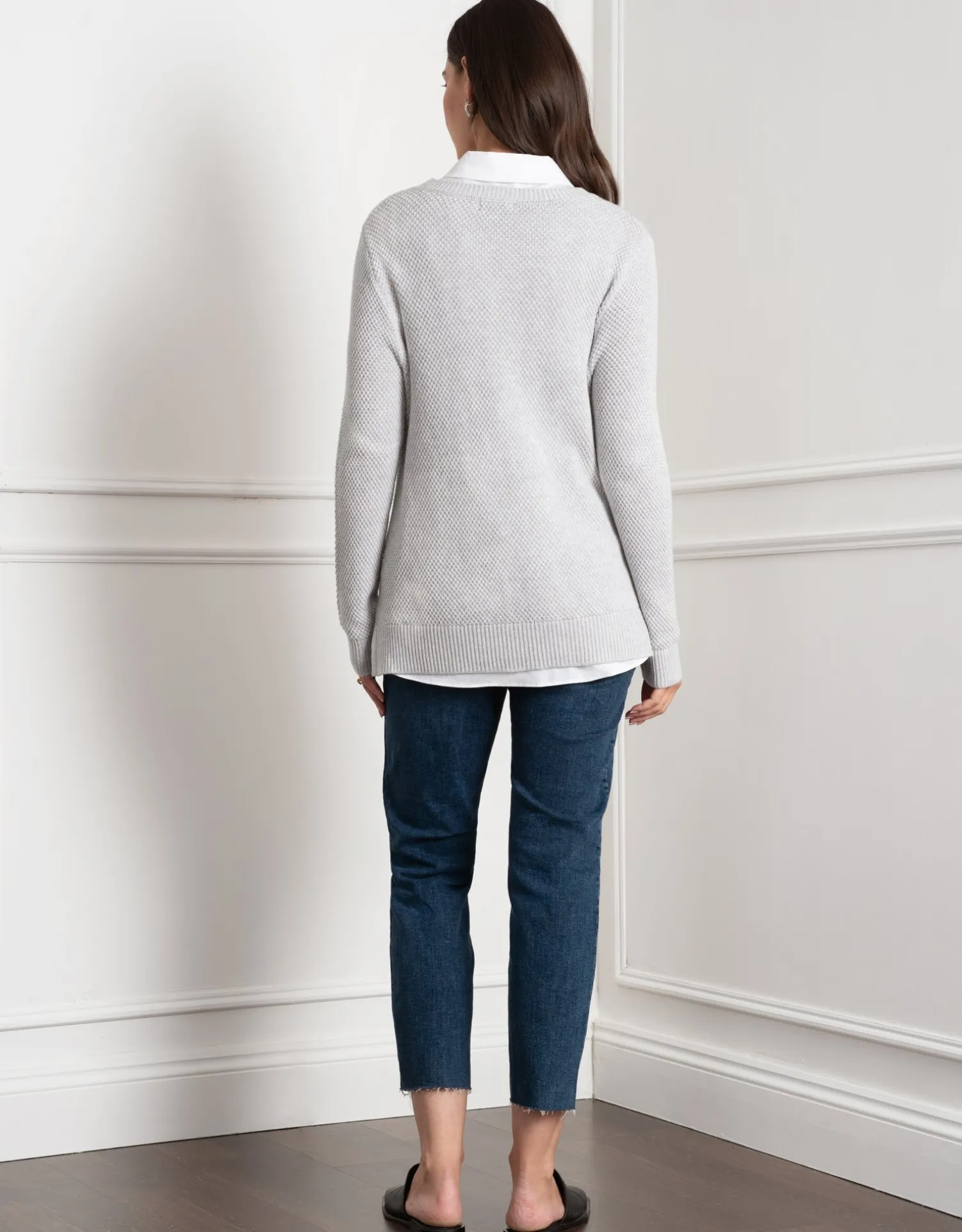Store Seraphine Katrina | Knit Maternity & Nursing Sweater with Woven Shirt