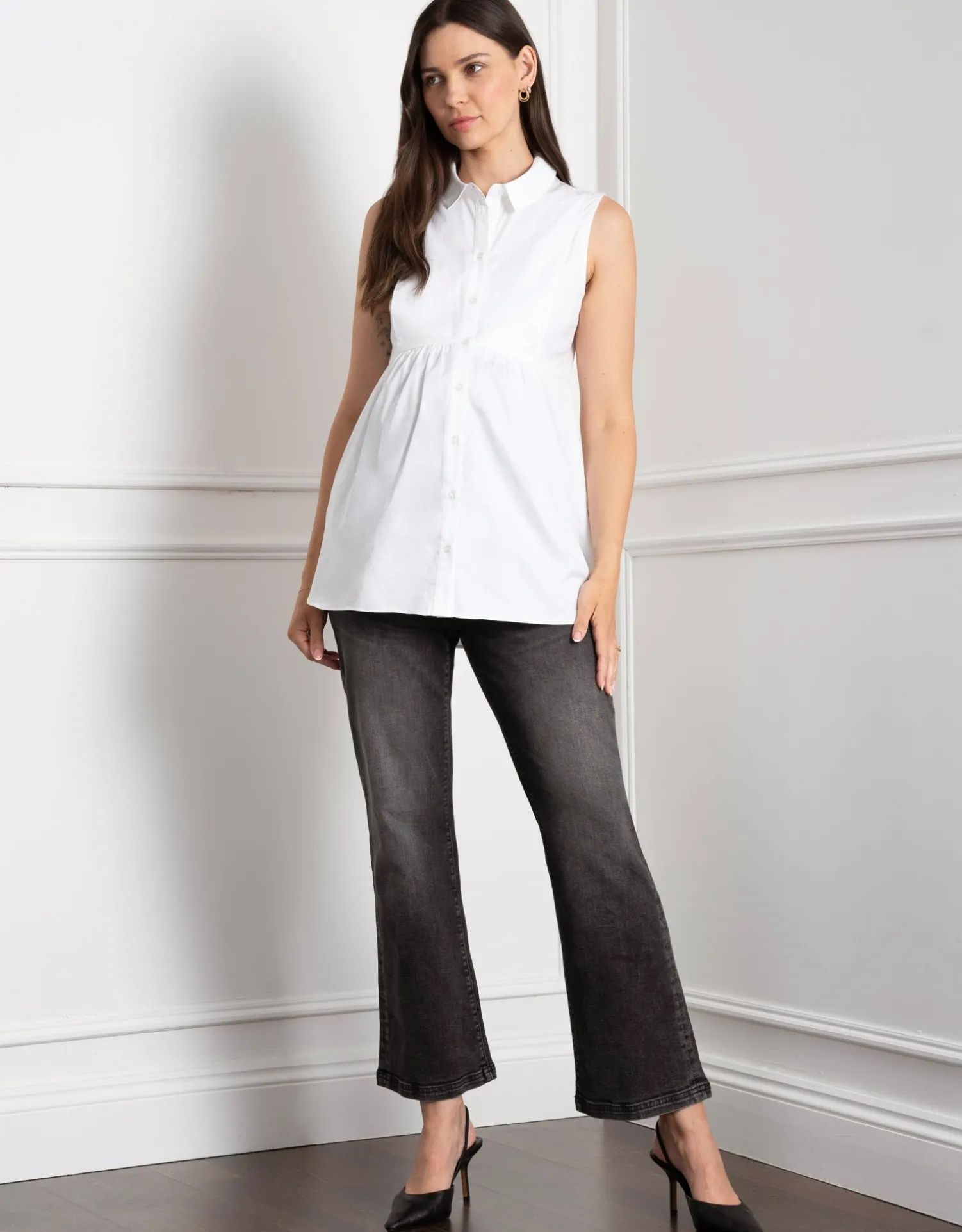 Store Seraphine Katrina | Knit Maternity & Nursing Sweater with Woven Shirt