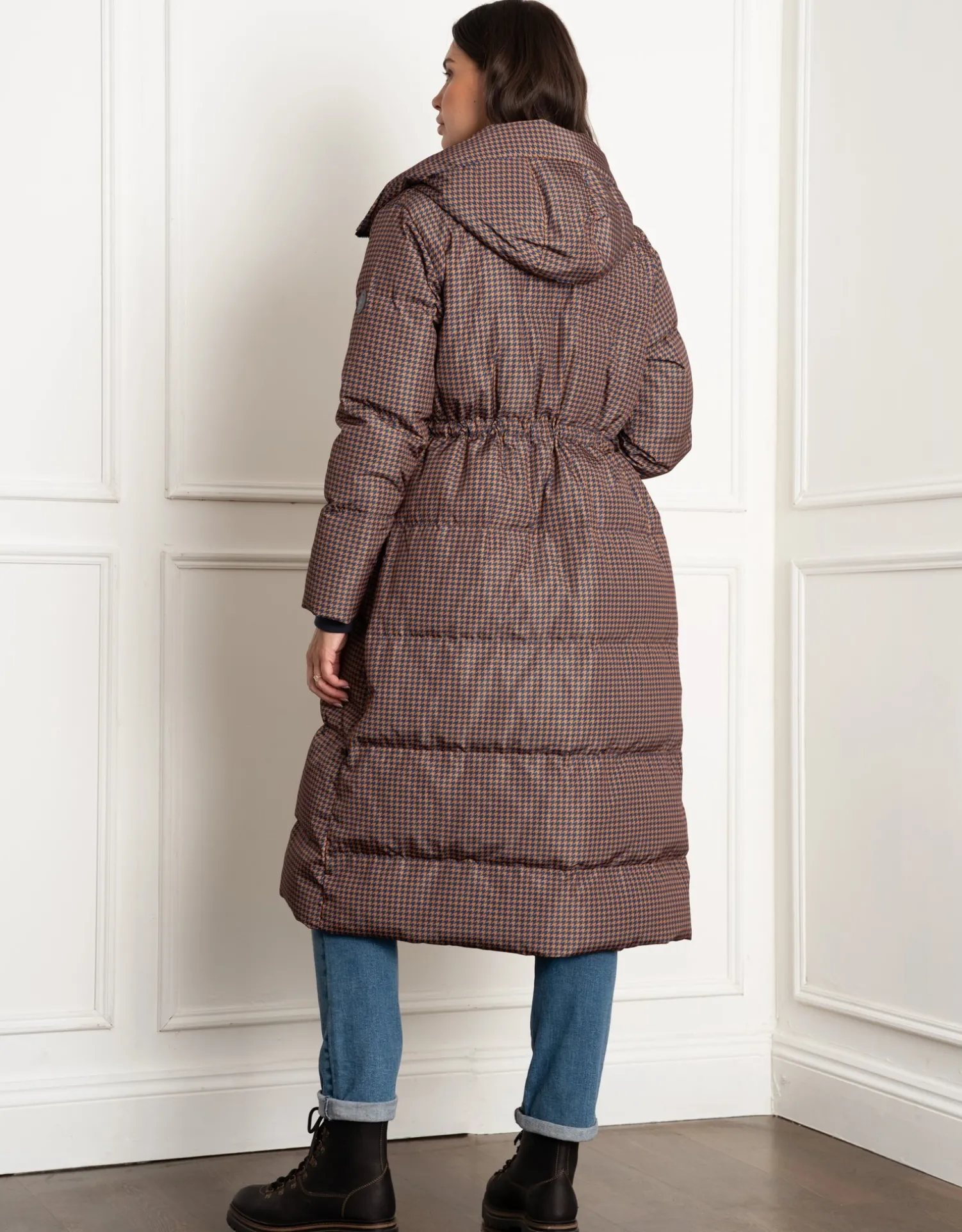 Store Seraphine Keeri | Houndstooth Puffer Maternity Coat