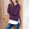 Best Seraphine Keisha | Burgundy Mock Shirt Maternity & Nursing Sweater