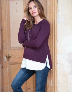 Best Seraphine Keisha | Burgundy Mock Shirt Maternity & Nursing Sweater