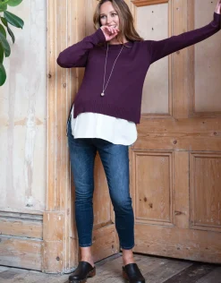 Best Seraphine Keisha | Burgundy Mock Shirt Maternity & Nursing Sweater
