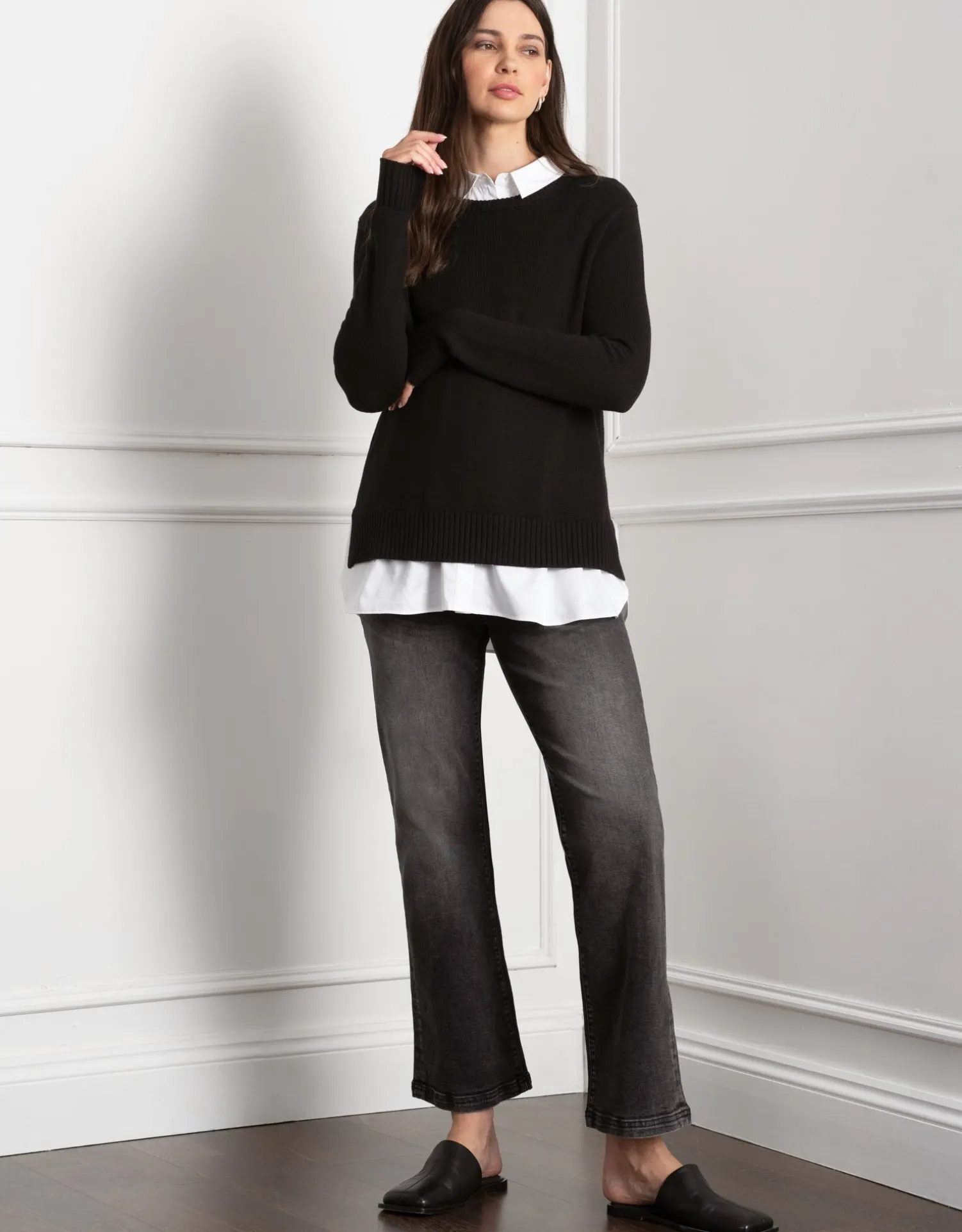 Best Seraphine Kerryn | Knit Maternity & Nursing Sweater with Woven Shirt