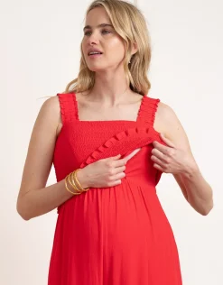 Cheap Seraphine Kinsley | Wide Leg Cropped Red Maternity & Nursing Jumpsuit