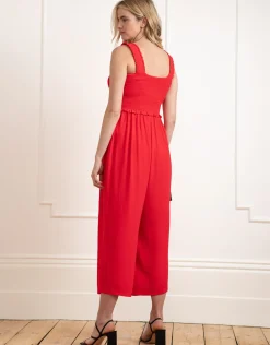 Cheap Seraphine Kinsley | Wide Leg Cropped Red Maternity & Nursing Jumpsuit