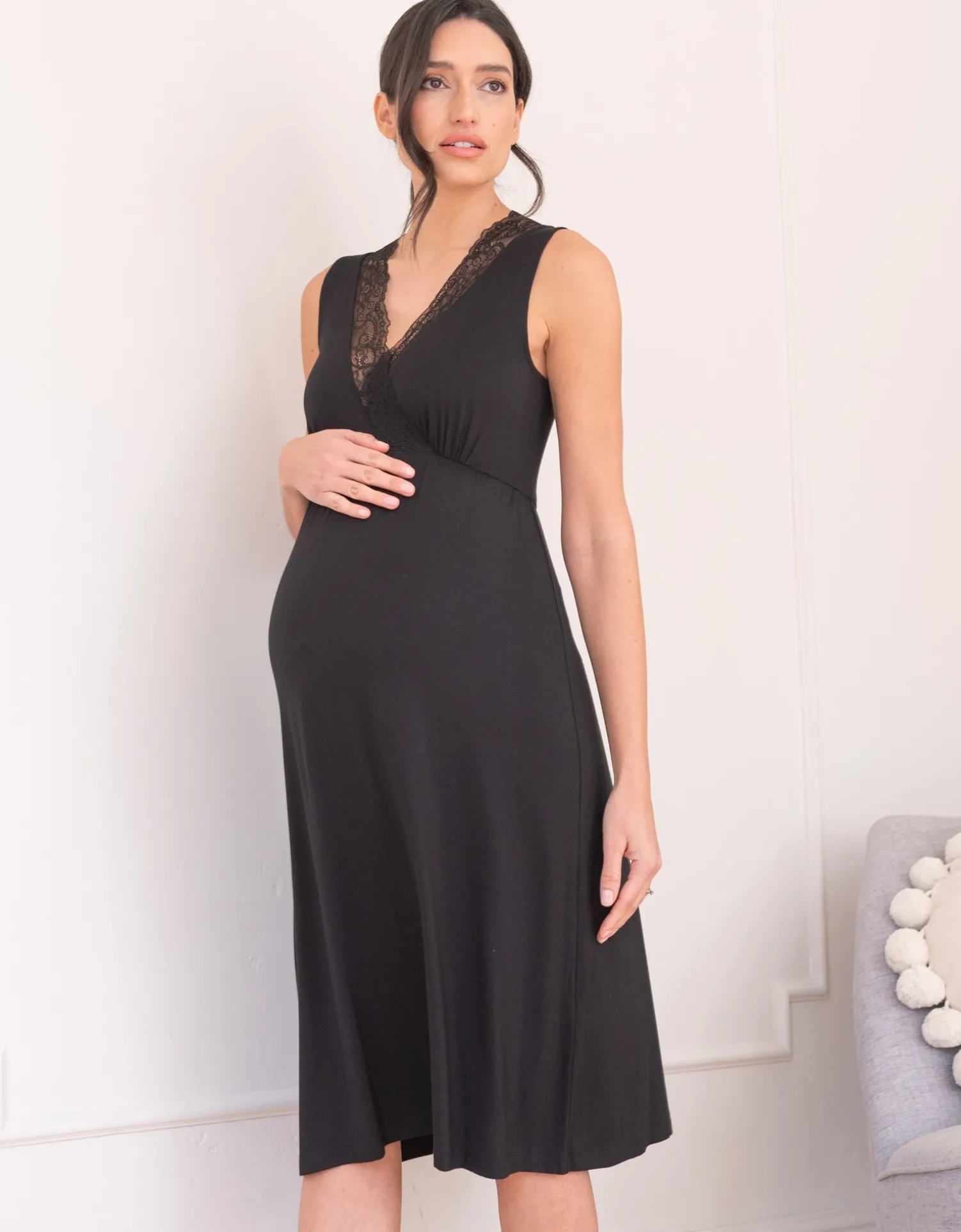 Online Seraphine Kylee | Lace Trim Crossover Maternity-To-Nursing Nightie