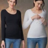 Hot Seraphine Laina | Twin Pack Maternity & Nursing Long Sleeve Tops u2013 Black & White