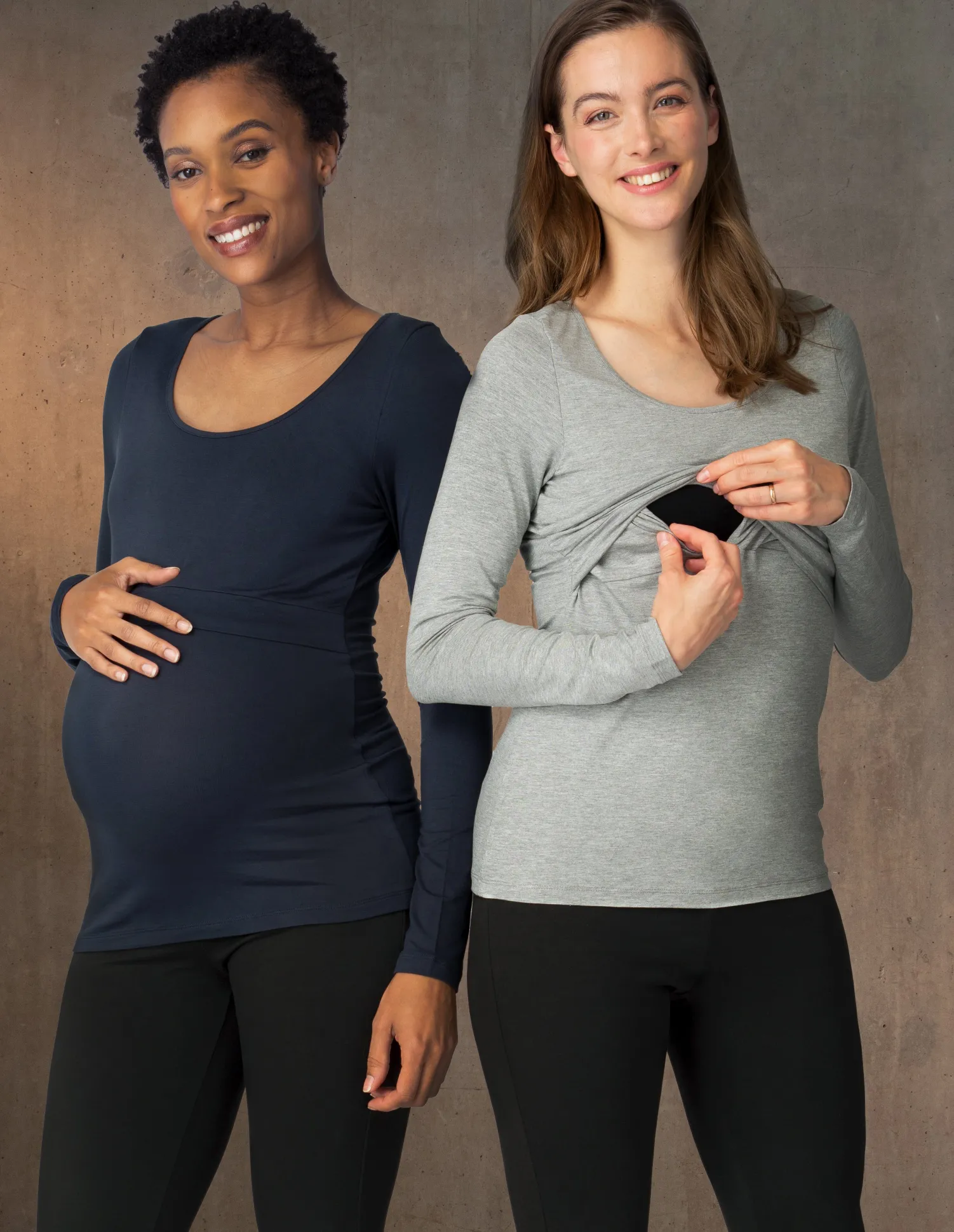 Store Seraphine Laina | Twin Pack Maternity & Nursing Tops u2013 Navy & Grey