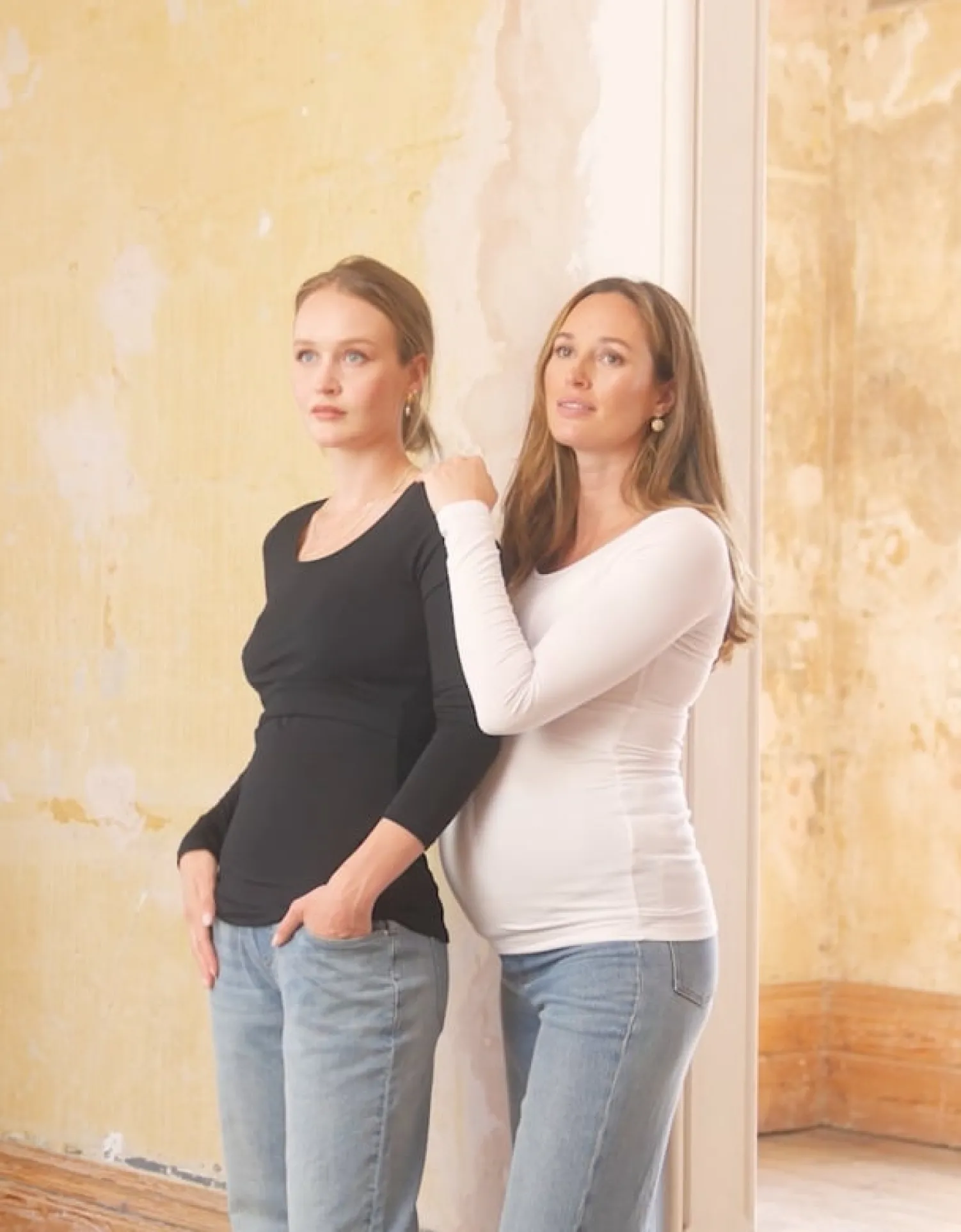 Hot Seraphine Laina | Twin Pack Maternity & Nursing Long Sleeve Tops u2013 Black & White
