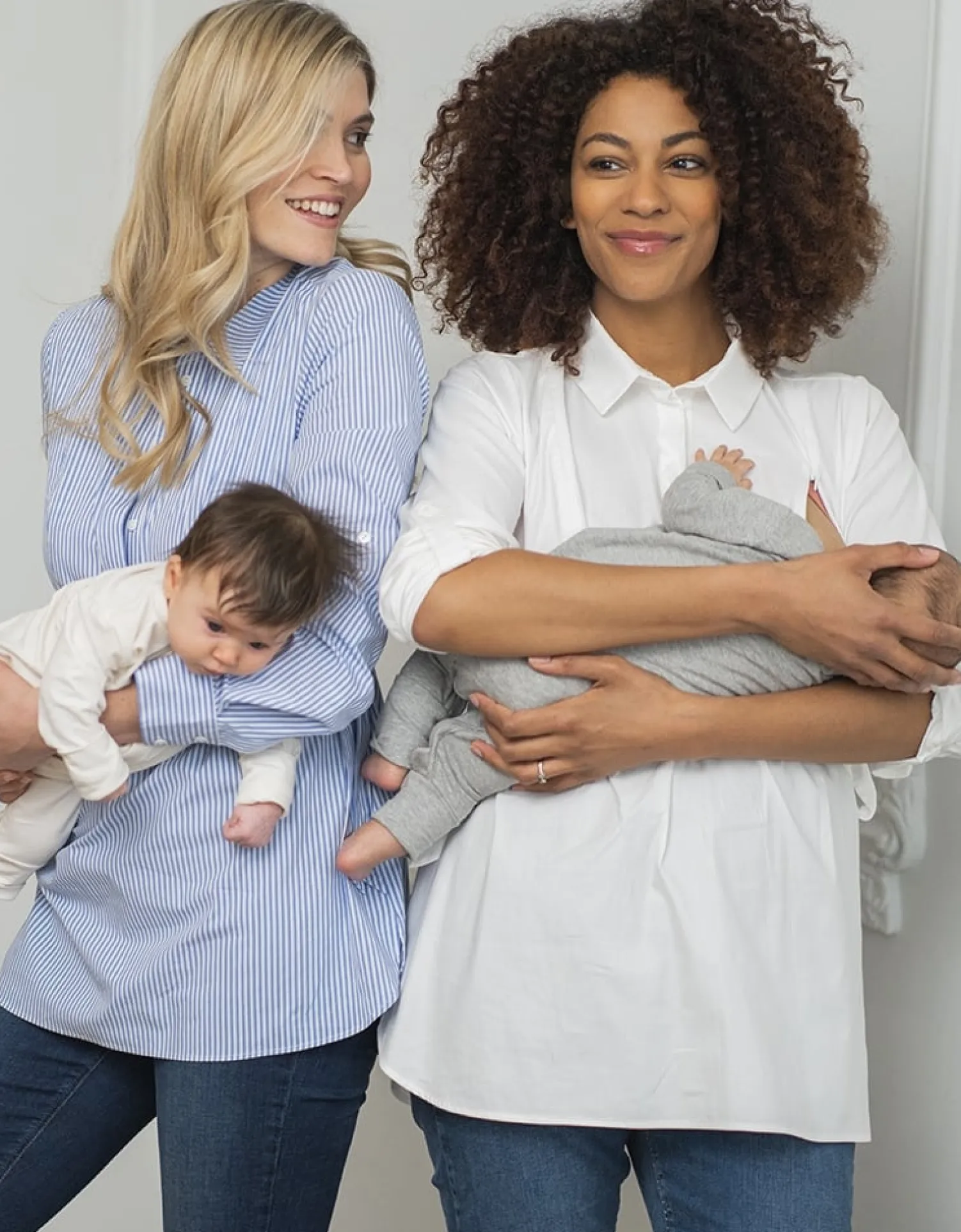 Shop Seraphine Larry | Blue & White Pinstripe Tie Side Maternity to Nursing Shirt