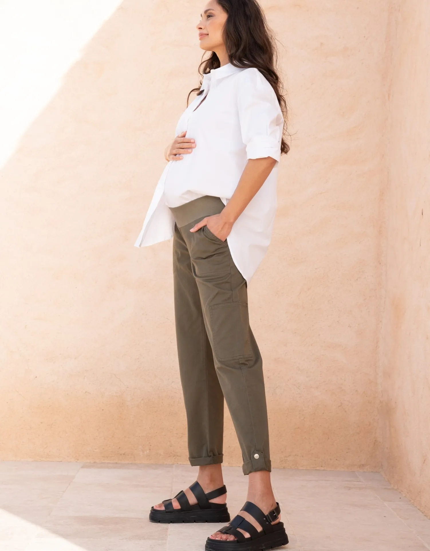 Shop Seraphine Ledger | Under Bump Cargo-Style Maternity Pants