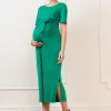 Shop Seraphine Lia | Tie-Front Ponte Roma Jersey Maternity Dress