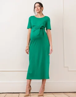Shop Seraphine Lia | Tie-Front Ponte Roma Jersey Maternity Dress
