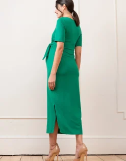 Shop Seraphine Lia | Tie-Front Ponte Roma Jersey Maternity Dress