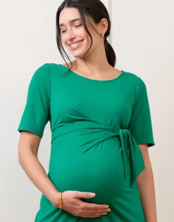 Shop Seraphine Lia | Tie-Front Ponte Roma Jersey Maternity Dress