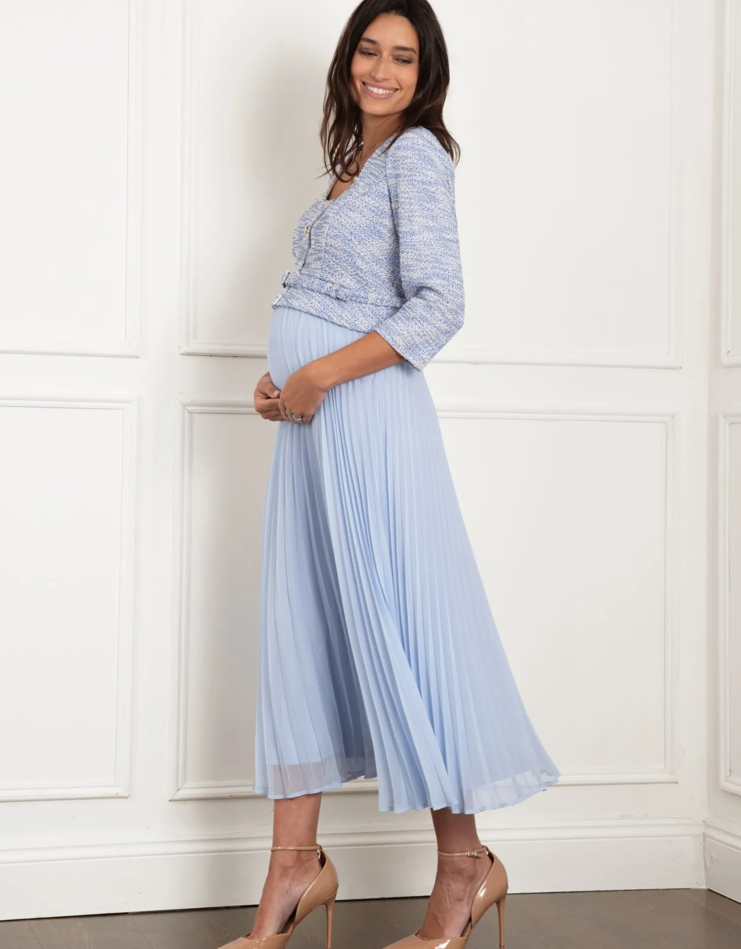 Store Seraphine Liara | Midi Length Jacket-Style Maternity-To-Nursing Dress