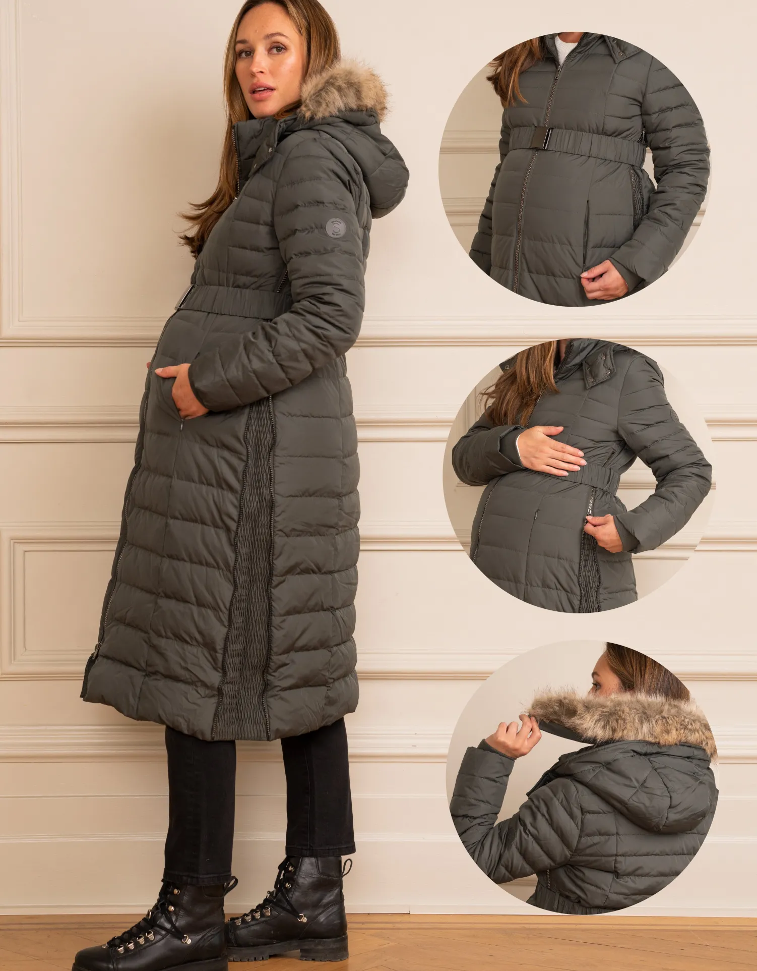 Best Sale Seraphine Liz | Long Down Khaki 3 in 1 Maternity & Babywearing Coat