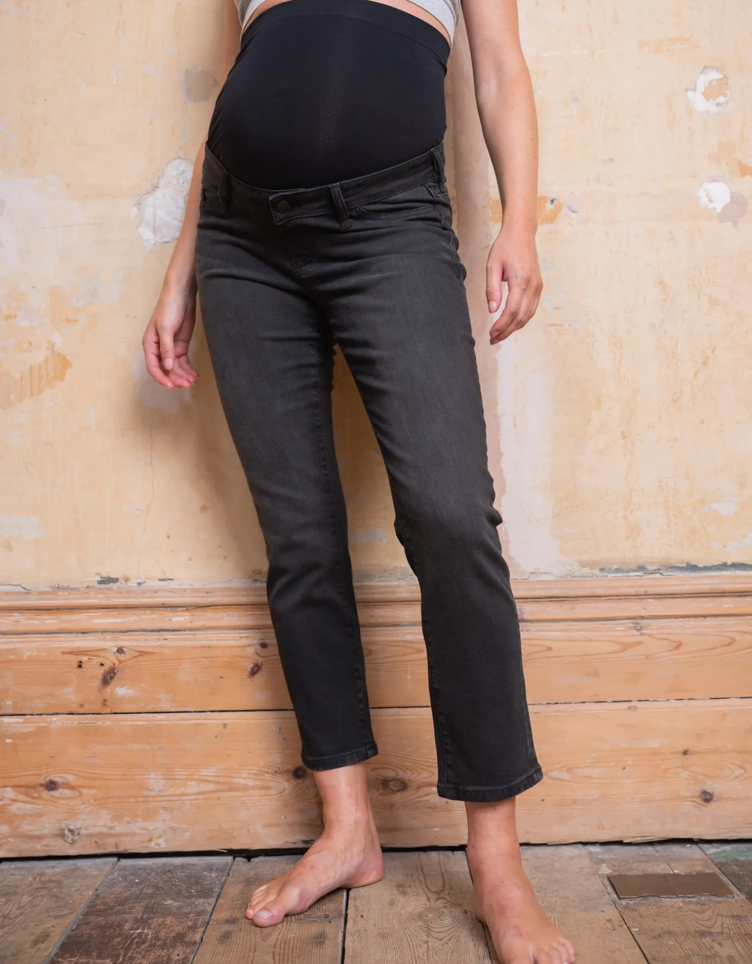 Online Seraphine Luca | Organic Slim Over Bump Black Maternity Jeans