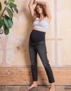 Online Seraphine Luca | Organic Slim Over Bump Black Maternity Jeans
