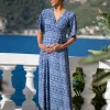Outlet Seraphine Lulah | Mediterranean Blue Maternity & Nursing Maxi Dress