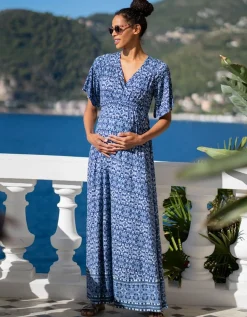 Outlet Seraphine Lulah | Mediterranean Blue Maternity & Nursing Maxi Dress