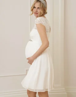 Store Seraphine Lyvia | Ivory Eyelash Lace & Silk Chiffon Maternity Dress