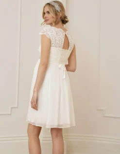 Store Seraphine Lyvia | Ivory Eyelash Lace & Silk Chiffon Maternity Dress