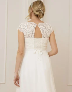 Store Seraphine Lyvia | Ivory Eyelash Lace & Silk Chiffon Maternity Dress