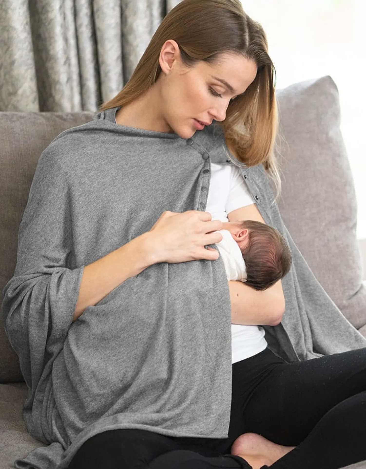 New Seraphine Madison | Grey Nursing Cover Maternity Shawl
