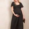 Best Seraphine Maia | Black Cotton Broderie Maternity & Nursing Dress