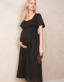 Best Seraphine Maia | Black Cotton Broderie Maternity & Nursing Dress