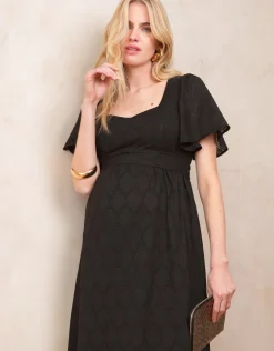 Best Seraphine Maia | Black Cotton Broderie Maternity & Nursing Dress