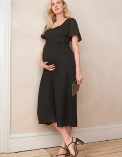 Best Seraphine Maia | Black Cotton Broderie Maternity & Nursing Dress