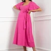 Sale Seraphine Maia | Fuchsia Pink Cotton Broderie Maternity & Nursing Dress