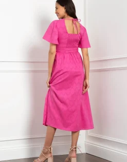Sale Seraphine Maia | Fuchsia Pink Cotton Broderie Maternity & Nursing Dress