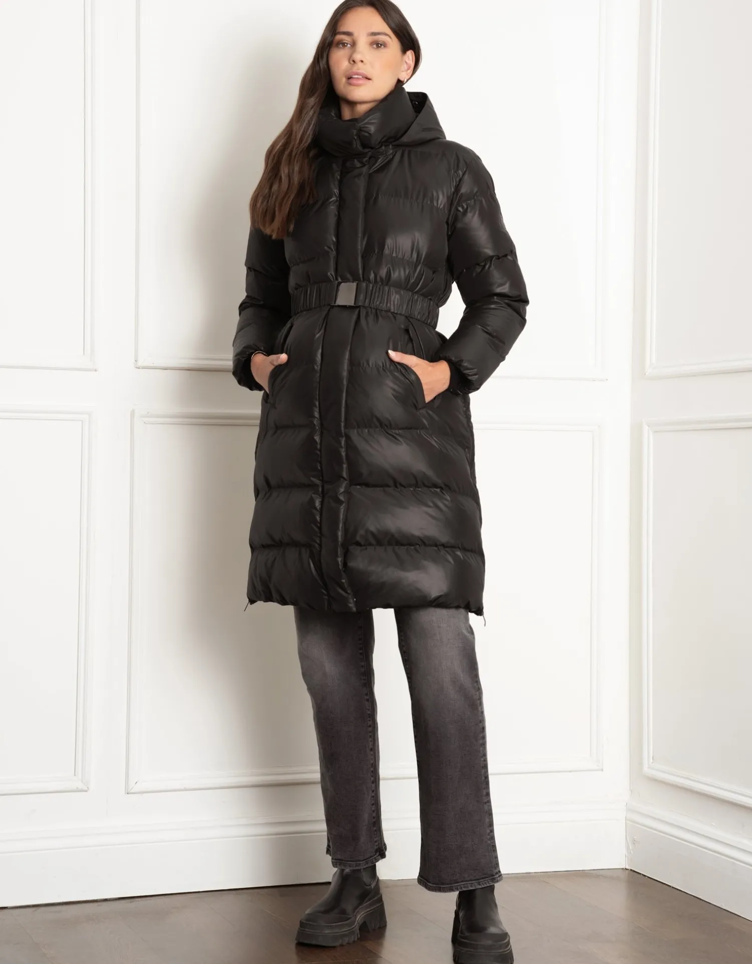 Cheap Seraphine Malika | Shiny Puffer Maternity Coat with Faux-Fur Trim